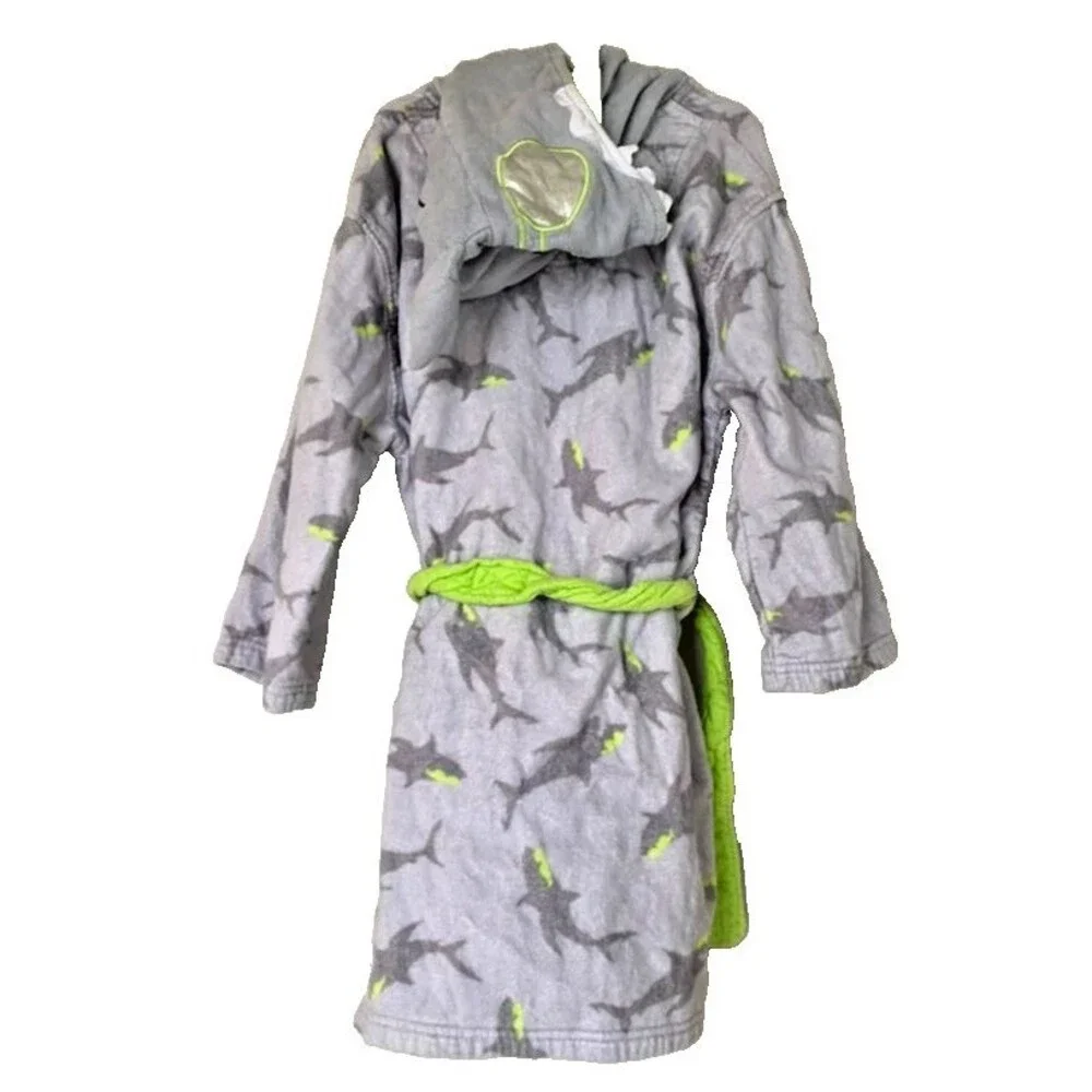 St. Eve Gray Shark Bath, Beach, Pool Terry Cloth Cover-Up Robe Size 10-12 (6-8)*